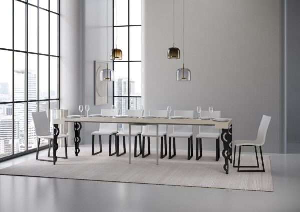 Consolle allungabile 90x40/300 cm Karamay cashmere telaio antracite - immagine 5