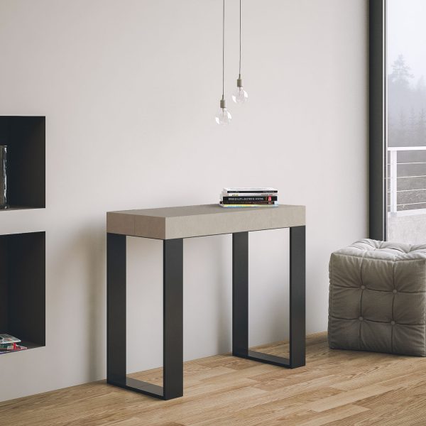 Consolle allungabile 90x40/196 cm Tecno Small Premium Cashmere telaio Antracite - immagine 2