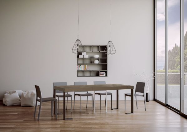 Consolle allungabile 90x40/300 cm Tecno Tortora Premium telaio Antracite - immagine 4