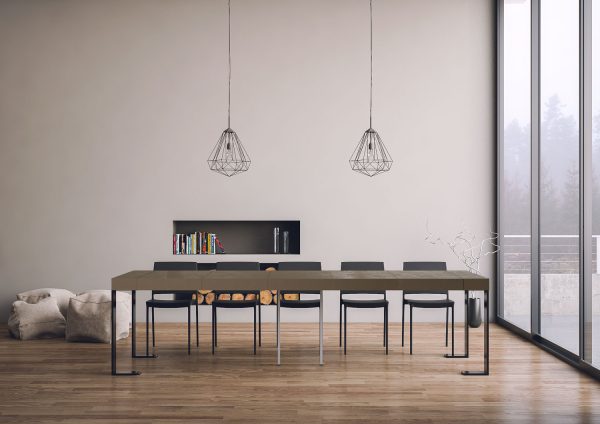 Consolle allungabile 90x40/300 cm Tecno Tortora Premium telaio Antracite - immagine 5