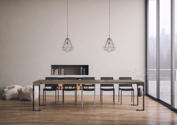Consolle allungabile 90x40/300 cm Tecno tortora telaio antracite - immagine 5