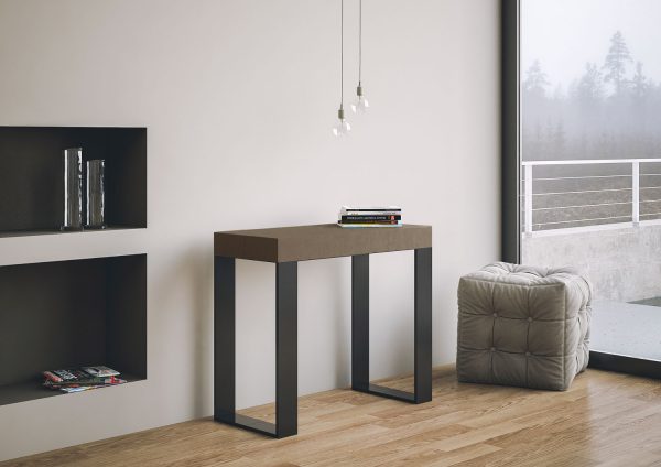 Consolle allungabile 90x40/300 cm Tecno tortora telaio antracite - immagine 3