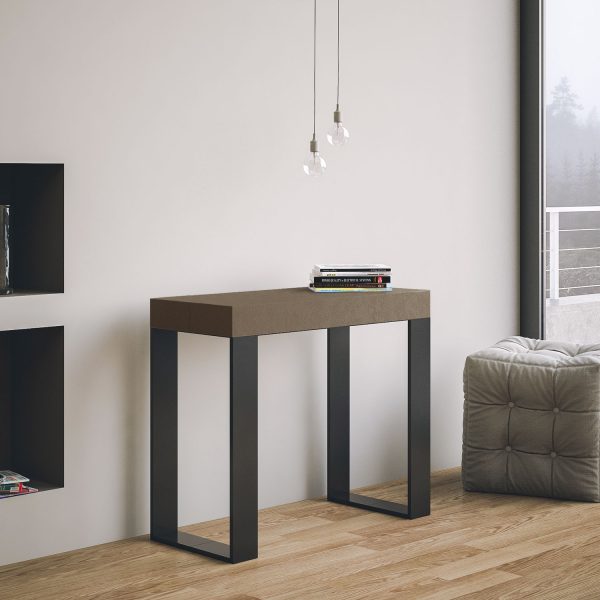 Consolle allungabile 90x40/300 cm Tecno tortora telaio antracite - immagine 2