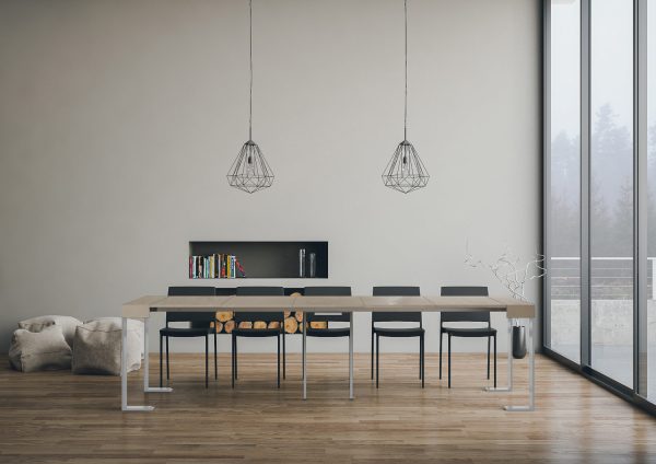 Consolle allungabile 90x40/300 cm Tecno cashmere telaio bianco - immagine 5