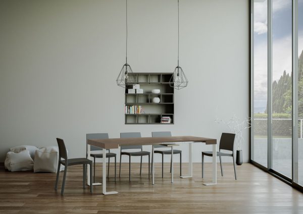 Consolle allungabile 90x40/300 cm Tecno tortora telaio bianco - immagine 4