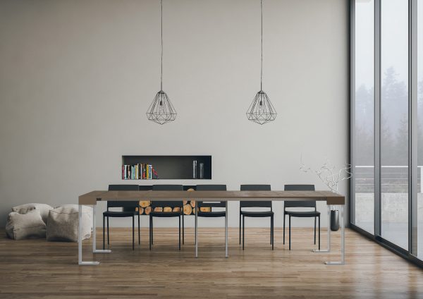 Consolle allungabile 90x40/300 cm Tecno tortora telaio bianco - immagine 5