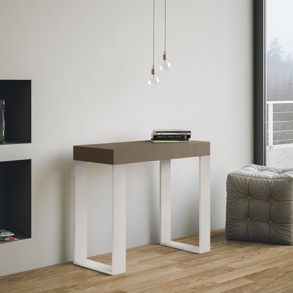 Consolle allungabile 90x40/300 cm Tecno tortora telaio bianco - immagine 2