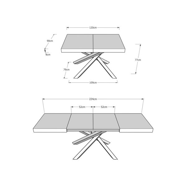Tavolo allungabile 90x120/224 cm Volantis cashmere gambe antracite - immagine 6