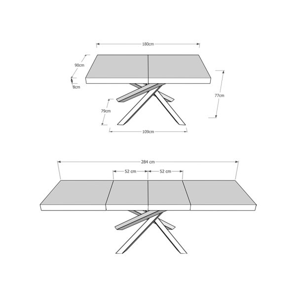 Tavolo allungabile 90x180/284 cm Volantis Premium tortora telaio antracite - immagine 6