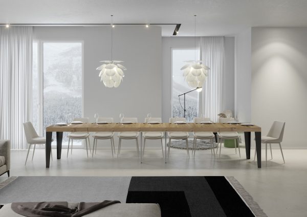 Tavolo allungabile 90x120/380 cm Flame Premium quercia natura gambe antracite - immagine 4