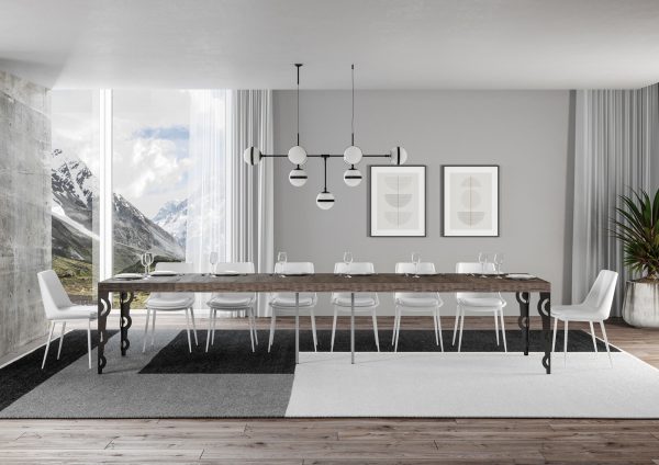 Tavolo allungabile 90x140/400 cm Karamay Premium noce telaio Antracite - immagine 4