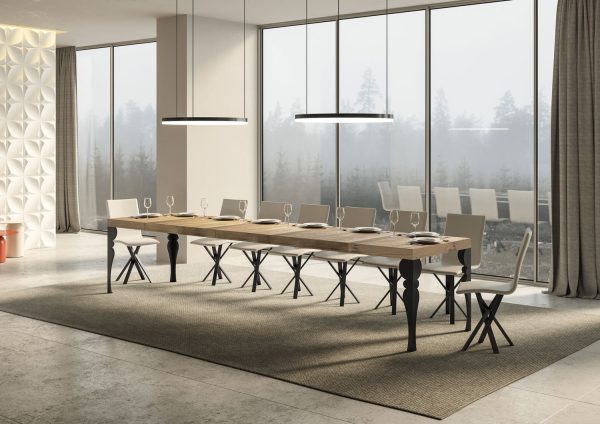 Tavolo allungabile 90x130/390 cm Paxon Premium quercia natura telaio Antracite - immagine 4