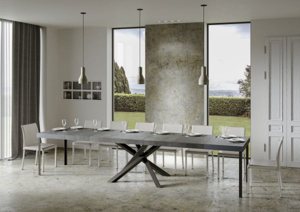 Tavolo allungabile 90x180/440 cm Volantis Premium cemento telaio Antracite - immagine 5