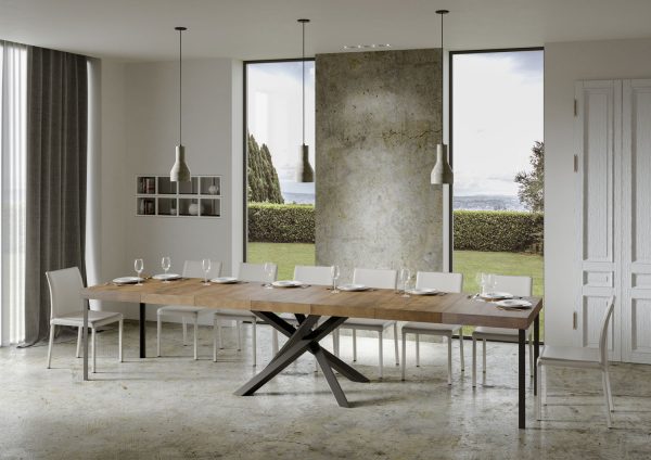 Tavolo allungabile 90x180/440 cm Volantis Premium noce telaio Antracite - immagine 5