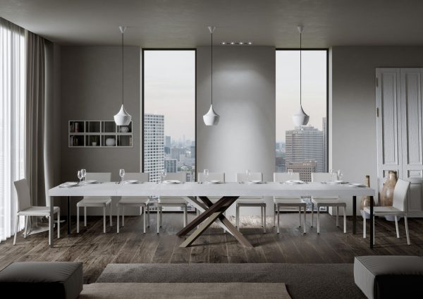 Tavolo allungabile 90x120/380 cm Volantis Premium bianco frassino gambe 4/C - immagine 4