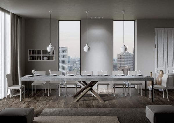 Tavolo allungabile 90x120/380 cm Volantis Premium cemento gambe 4/C - immagine 4