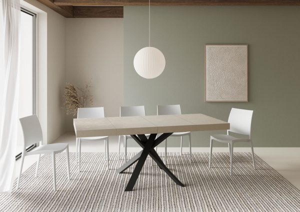 Tavolo allungabile 90x90/194 cm Clerk Premium cashmere gambe antracite - immagine 3