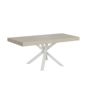 Tavolo allungabile 90x90/194 cm Clerk Premium cashmere gambe Bianche