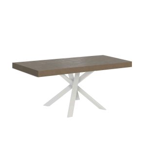 Tavolo allungabile 90x90/194 cm Clerk Premium tortora gambe Bianche