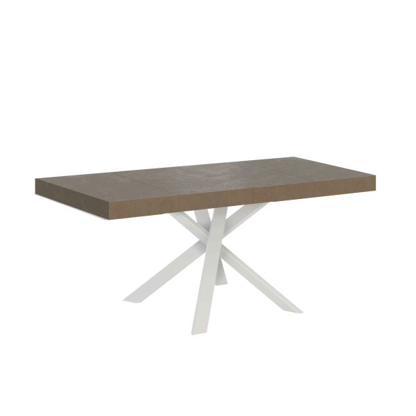 Tavolo allungabile 90x90/194 cm Clerk Premium tortora gambe Bianche