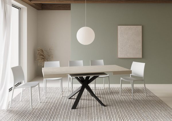 Tavolo allungabile 90x90/194 cm Clerk cashmere gambe antracite - immagine 3