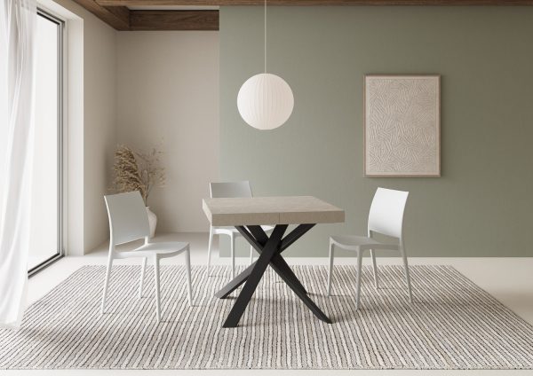 Tavolo allungabile 90x90/194 cm Clerk Premium cashmere gambe antracite - immagine 2