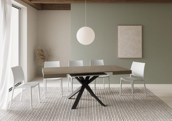 Tavolo allungabile 90x90/194 cm Clerk tortora gambe antracite - immagine 3