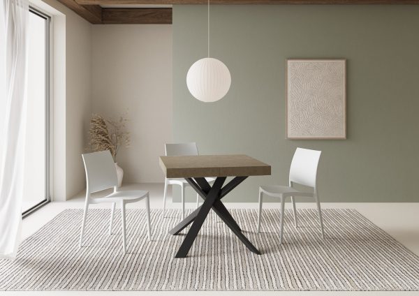 Tavolo allungabile 90x90/194 cm Clerk tortora gambe antracite - immagine 2