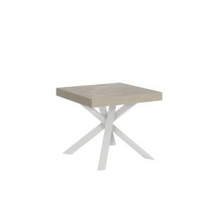 Tavolo allungabile 90x90/194 cm Clerk cashmere gambe bianche