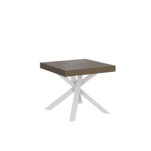 Tavolo allungabile 90x90/194 cm Clerk tortora gambe bianche