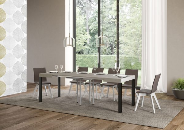 Tavolo allungabile 90x90/246 cm Everyday cashmere gambe antracite - immagine 4