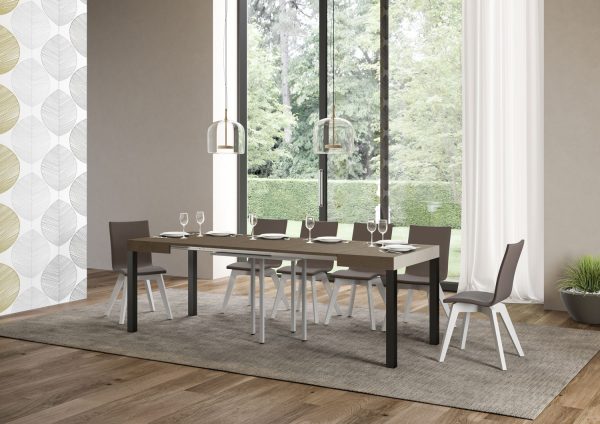 Tavolo allungabile 90x90/246 cm Everyday tortora gambe antracite - immagine 4