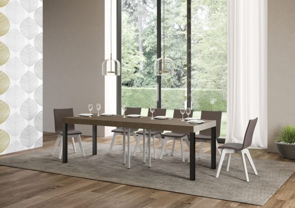 Tavolo allungabile 90x90/246 cm Everyday Premium tortora tortora telaio antracite - immagine 4