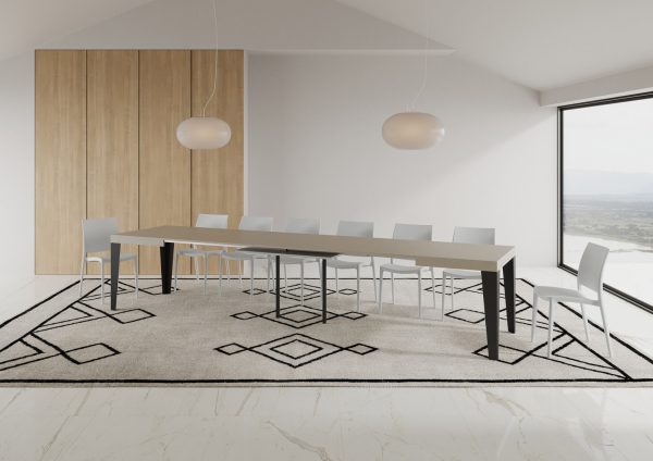 Tavolo allungabile 90x120/380 cm Flame cashmere gambe antracite - immagine 5