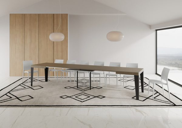 Tavolo allungabile 90x120/380 cm Flame tortora gambe antracite - immagine 5