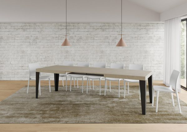 Tavolo allungabile 90x200/304 cm Flame cashmere telaio antracite - immagine 4