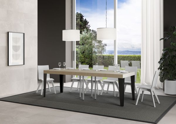Tavolo allungabile 90x90/246 cm Flame Premium cashmere telaio antracite - immagine 4