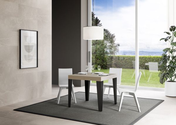 Tavolo allungabile 90x90/246 cm Flame Premium cashmere telaio antracite - immagine 3
