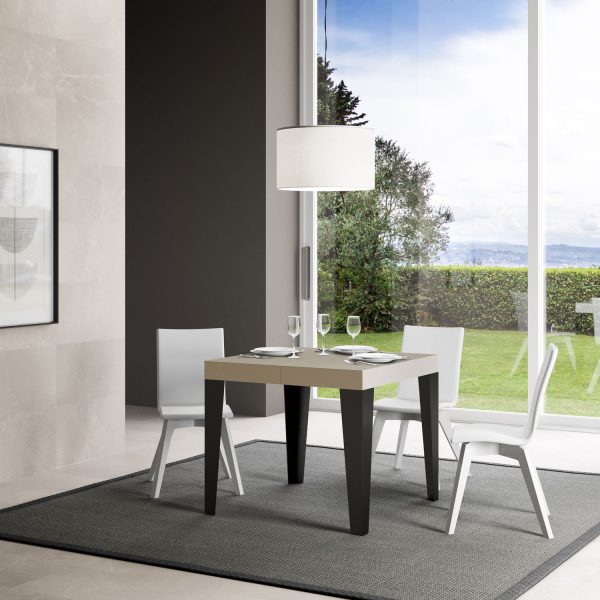 Tavolo allungabile 90x90/246 cm Flame Premium cashmere telaio antracite - immagine 2