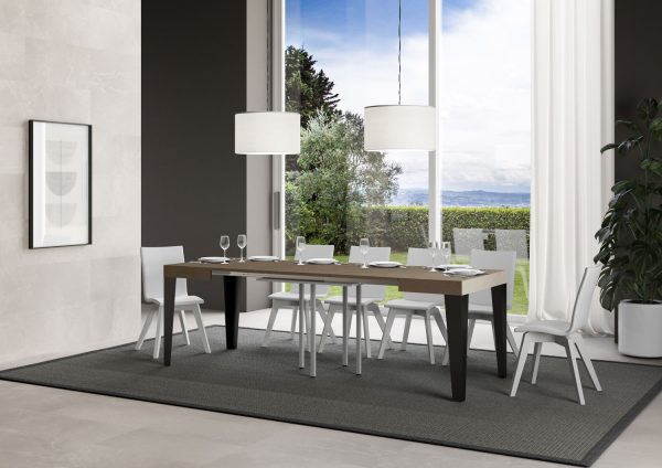 Tavolo allungabile 90x90/246 cm Flame tortora gambe antracite - immagine 4