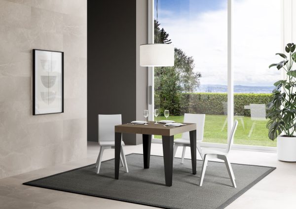 Tavolo allungabile 90x90/246 cm Flame tortora gambe antracite - immagine 3