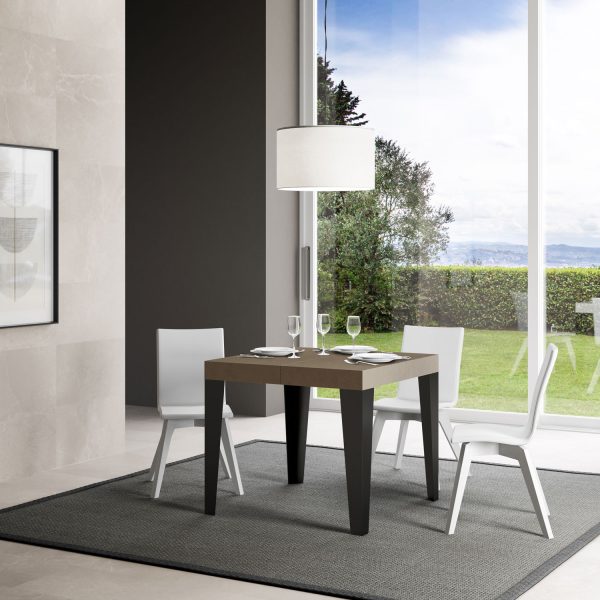 Tavolo allungabile 90x90/246 cm Flame tortora gambe antracite - immagine 2