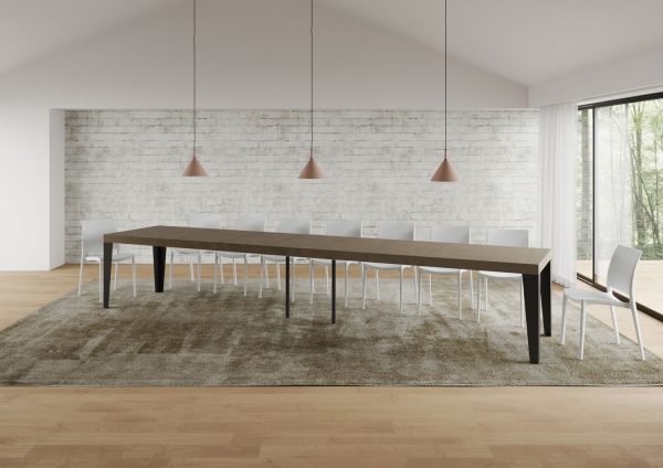 Tavolo allungabile 90x180/440 cm Flame Premium tortora telaio antracite - immagine 5