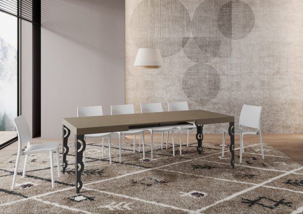 Tavolo allungabile 90x120/380 cm Karamay tortora gambe antracite - immagine 4