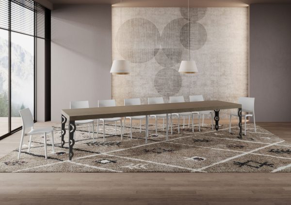 Tavolo allungabile 90x120/380 cm Karamay Premium tortora gambe antracite - immagine 5