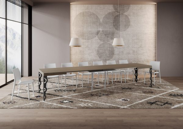 Tavolo allungabile 90x120/380 cm Karamay tortora gambe antracite - immagine 5