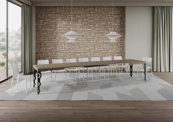 Tavolo allungabile 90x160/420 cm Karamay tortora telaio antracite - immagine 5