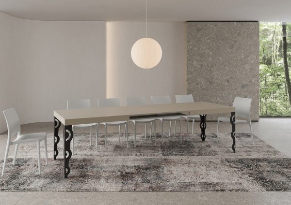 Tavolo allungabile 90x180/284 cm Karamay cashmere gambe antracite - immagine 4