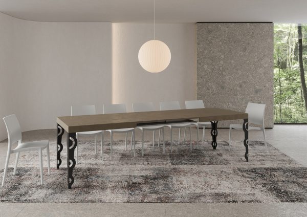 Tavolo allungabile 90x180/284 cm Karamay tortora gambe antracite - immagine 4