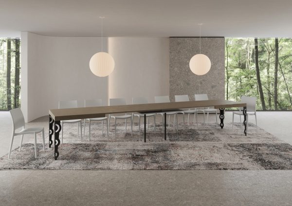 Tavolo allungabile 90x180/440 cm Karamay tortora telaio antracite - immagine 5